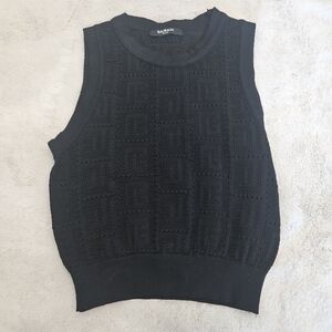 Balmain Black Sleeveless Knit Top